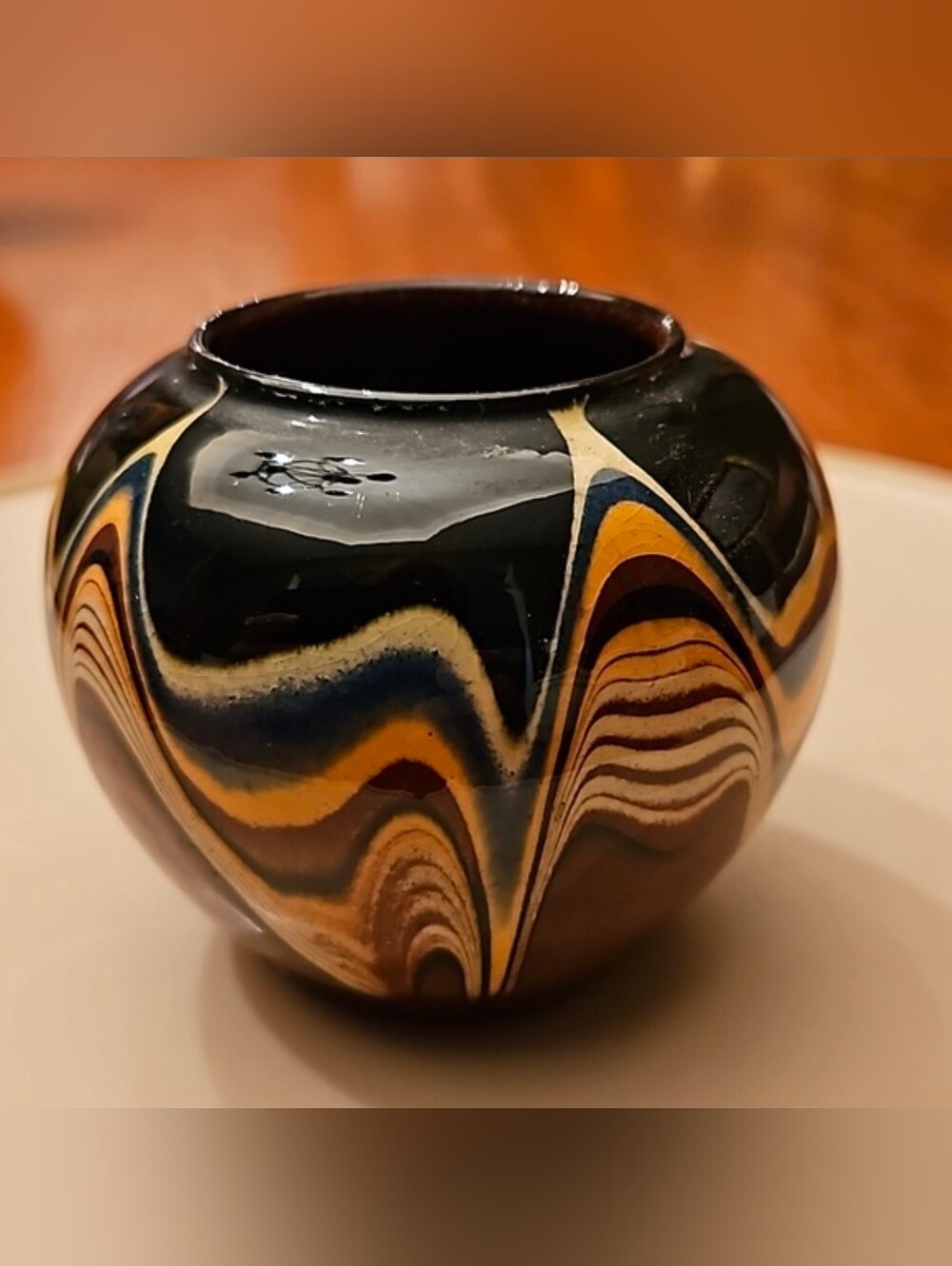 Vintage Bulgarian Redware Glazed Pottery Vase